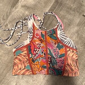 Multicolor Patterned Women's Swim Top